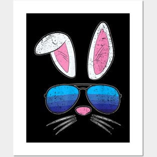 Easter Bunny Sunglasses Cute Rabbit Face Spring Posters and Art